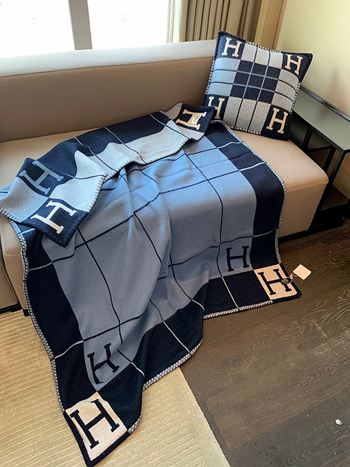 エルメス  両面 ブランケットカシミヤブランケット