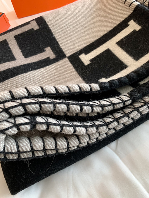 エルメス  両面 ブランケットカシミヤブランケット
