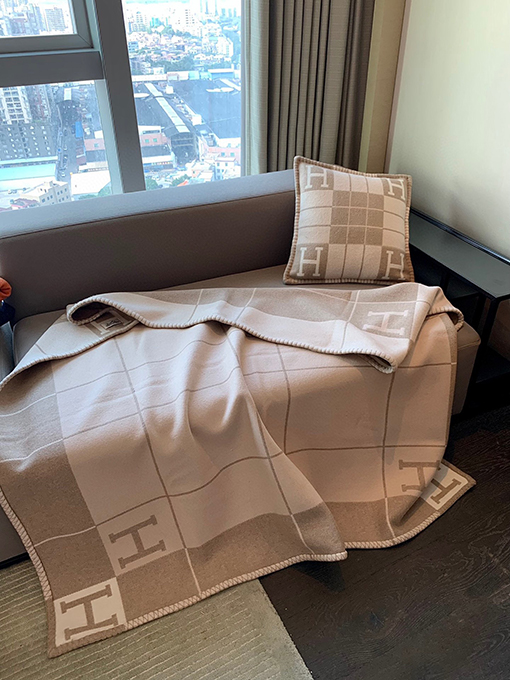 エルメス  両面 ブランケットカシミヤブランケット