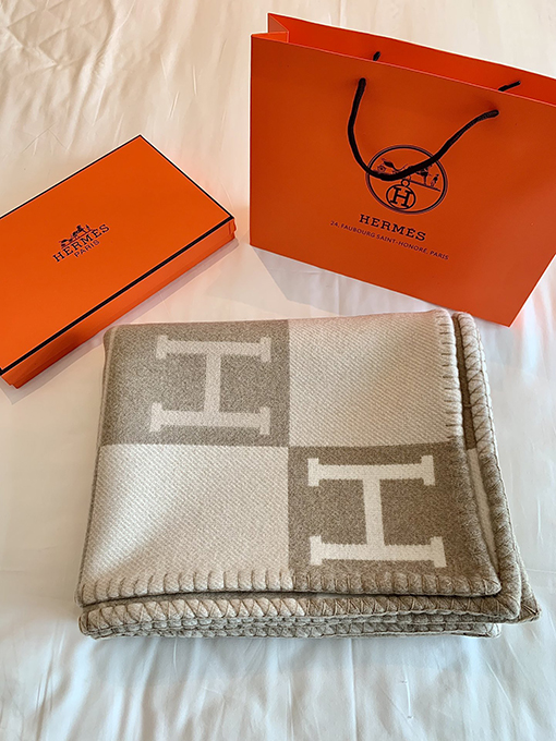 エルメス  両面 ブランケットカシミヤブランケット
