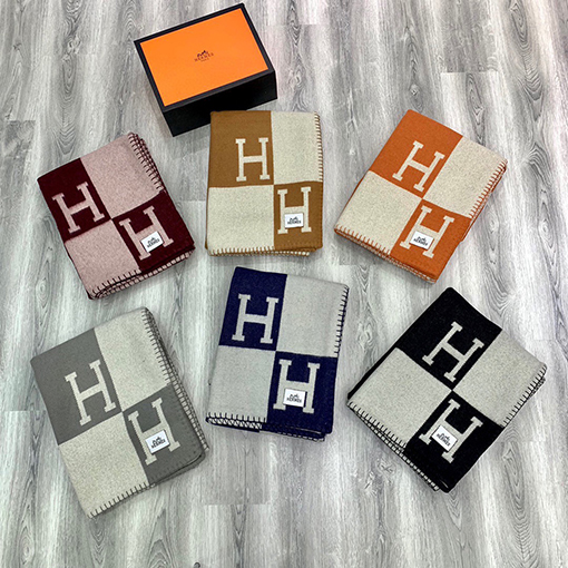 エルメス  両面刺繍ブランケット