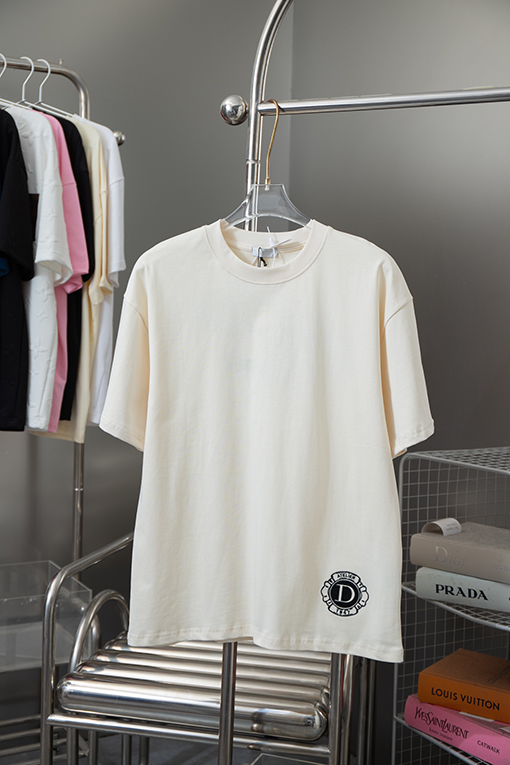 ディオール アルファベットロゴパターン刺繍ベルベット半袖Tシャツ