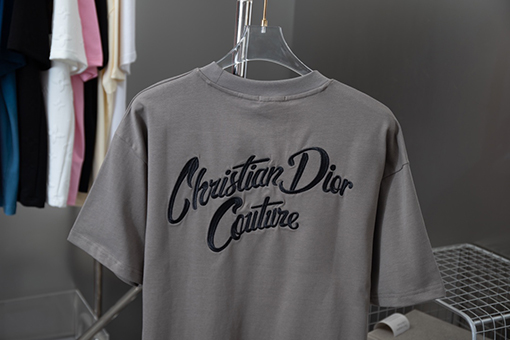 ディオール アルファベットロゴパターン刺繍ベルベット半袖Tシャツ