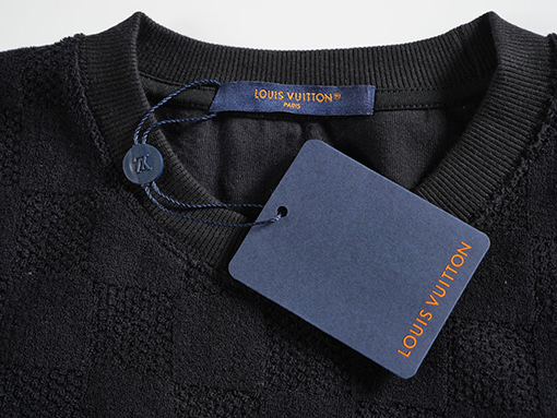 ルイヴィトンコピー ジャカード柄の定番チェック柄半袖Tシャツ