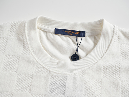 ルイヴィトンコピー ジャカード柄の定番チェック柄半袖Tシャツ