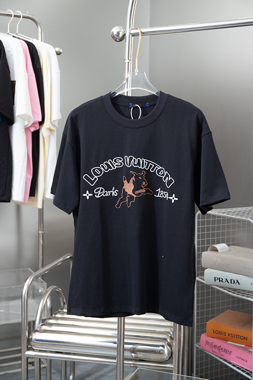 ルイヴィトン 刺繍 ファッション 半袖Tシャツ