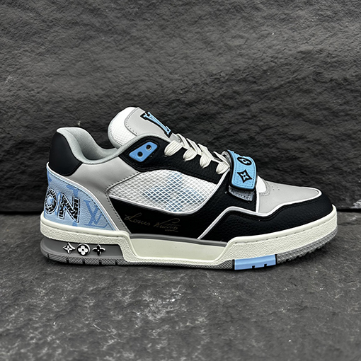 ルイヴィトン  Louis V TRAINERマジックテープシリーズ新色マリンブルースニーカー