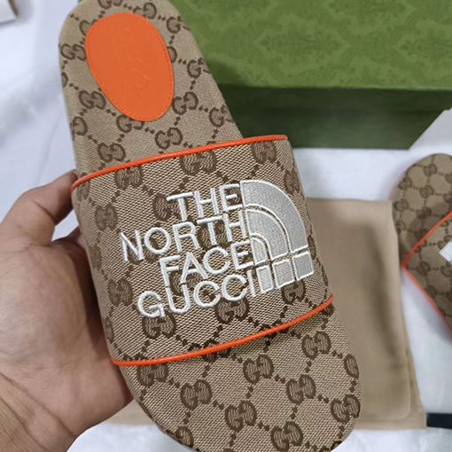 GUCC X North Face  ヴィンテージチェック柄スリッパ サンダル