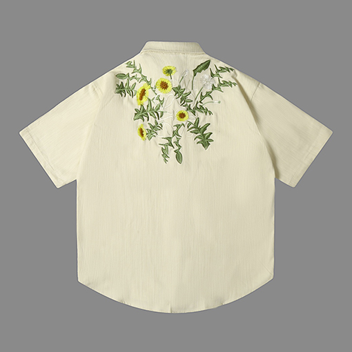 ロエベスーパーコピー 花びら刺繍工芸半袖シャツ