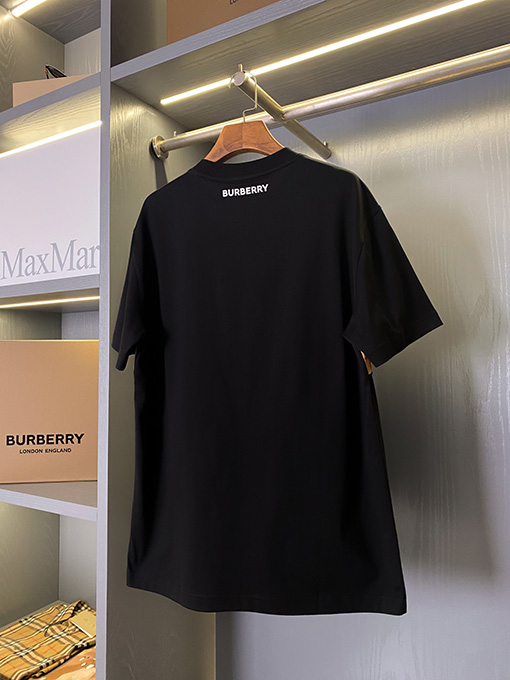 バーバリー チェック柄パッチワークコットン半袖Tシャツ