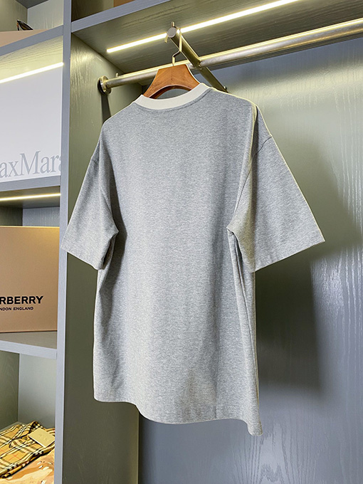 バーバリー チェック柄パッチワークコットン半袖Tシャツ