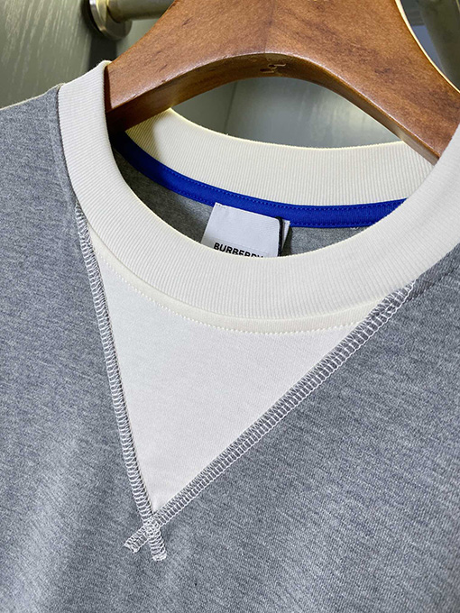 バーバリー チェック柄パッチワークコットン半袖Tシャツ