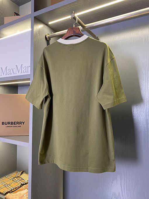 バーバリー チェック柄パッチワークコットン半袖Tシャツ