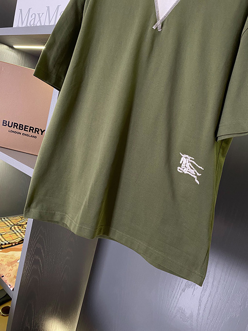 バーバリー チェック柄パッチワークコットン半袖Tシャツ