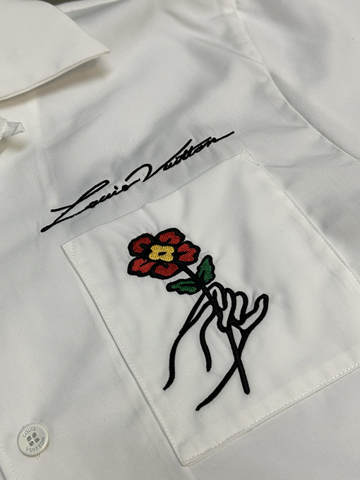 ルイヴィトンスーパーコピー 花の刺繍半袖シャツ