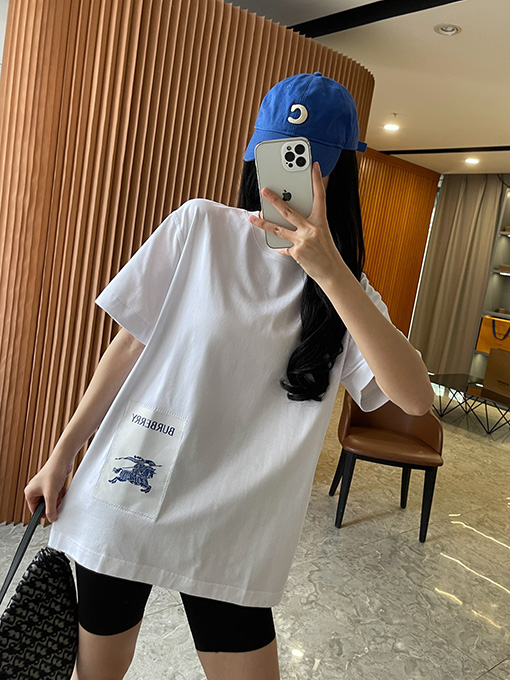 バーバリー 乗馬騎士アップリケロゴコットン半袖Tシャツ