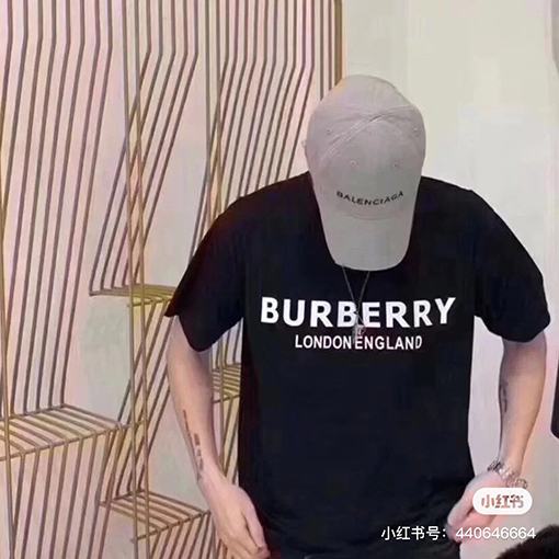 バーバリー ロゴ立体プリント綿ルーズ半袖Tシャツ