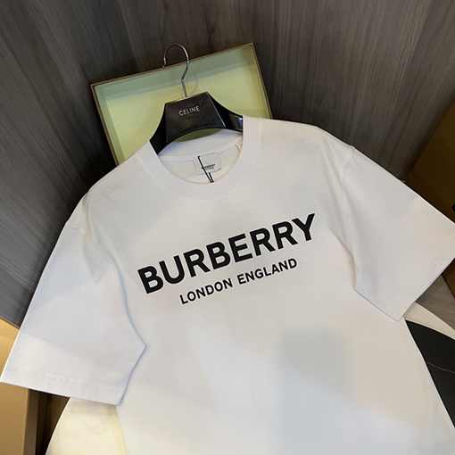 バーバリー ロゴ立体プリント綿ルーズ半袖Tシャツ