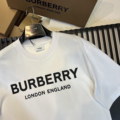バーバリー ロゴ立体プリント綿ルーズ半袖Tシャツ