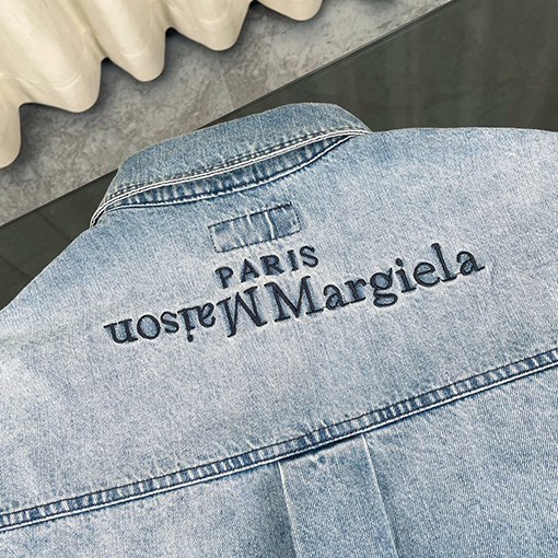 マルタンマルジェラ   デジタル刺繍ポケットウォッシュヴィンテージブルーデニムジャケット