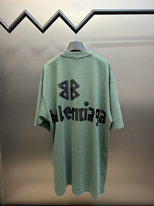 バレンシアガ   ゴムとアルファベットの半袖Tシャツ