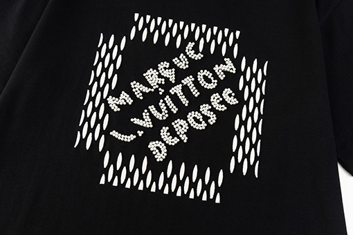 ルイヴィトン 刺繍文字バブルビーズクルーネック半袖Tシャツ
