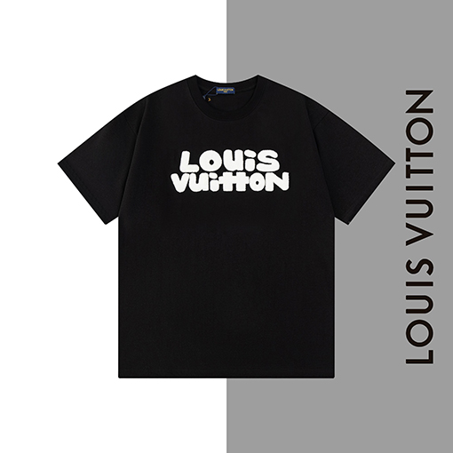 ルイヴィトン   アルファベットタオル刺繍クルーネック半袖Tシャツ