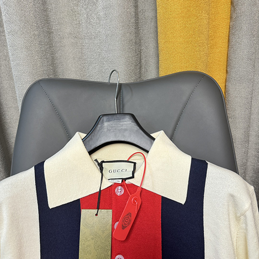 グッチ シルクコットンニットラペルポロシャツ半袖Tシャツ