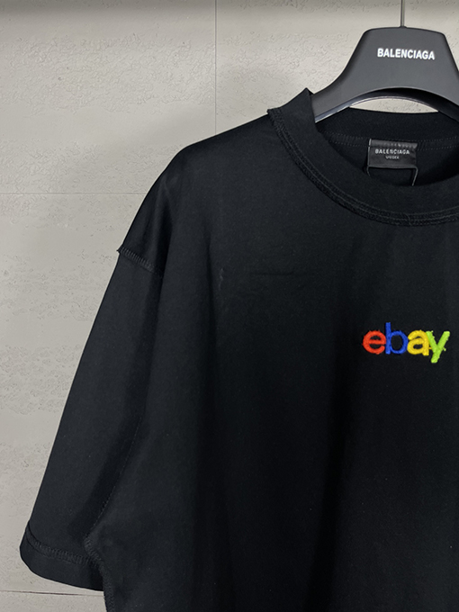 バレンシアガコピー   ロゴ刺繍半袖Tシャツ