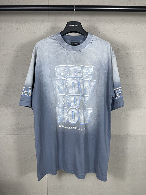 バレンシアガ プリントウォッシュ半袖Tシャツ