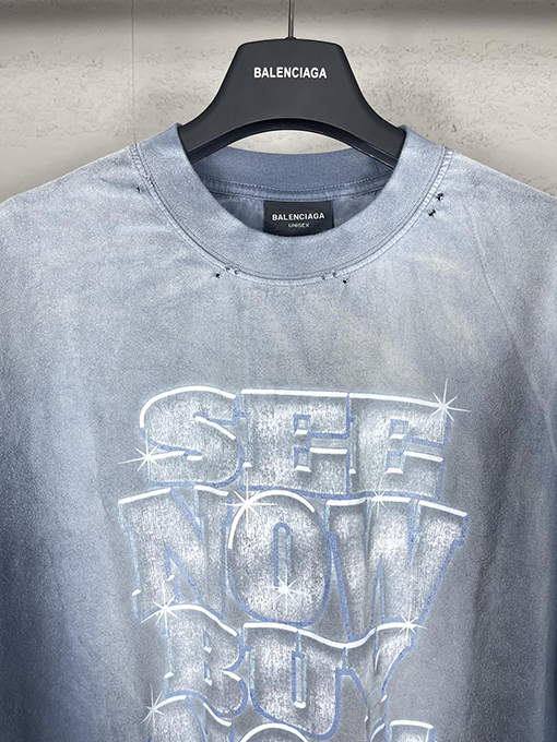 バレンシアガ プリントウォッシュ半袖Tシャツ