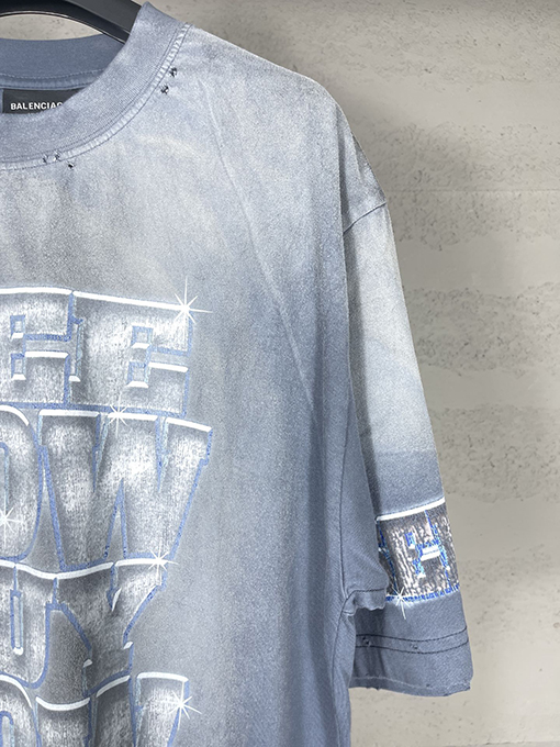 バレンシアガ プリントウォッシュ半袖Tシャツ