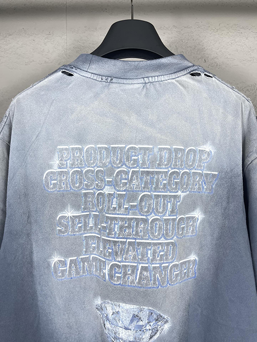 バレンシアガ   プリントウォッシュ半袖Tシャツ