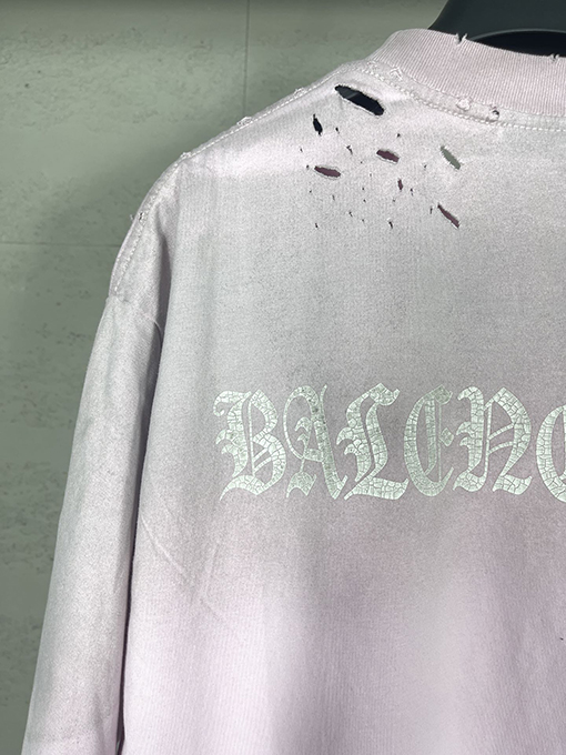 バレンシアガ バックロゴウォッシュ磨かれた古い半袖Tシャツ