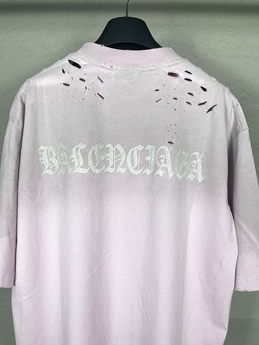 バレンシアガ   バックロゴウォッシュ磨かれた古い半袖Tシャツ