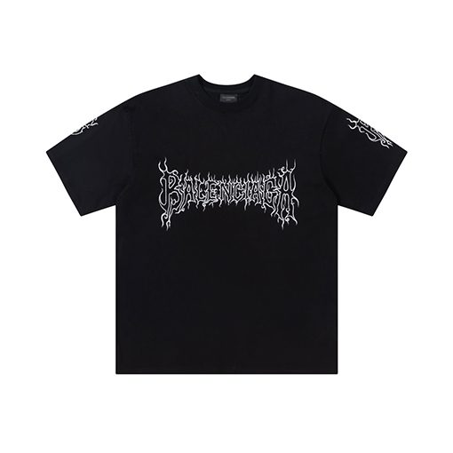 バレンシアガ 炎の文字プリント半袖Tシャツ