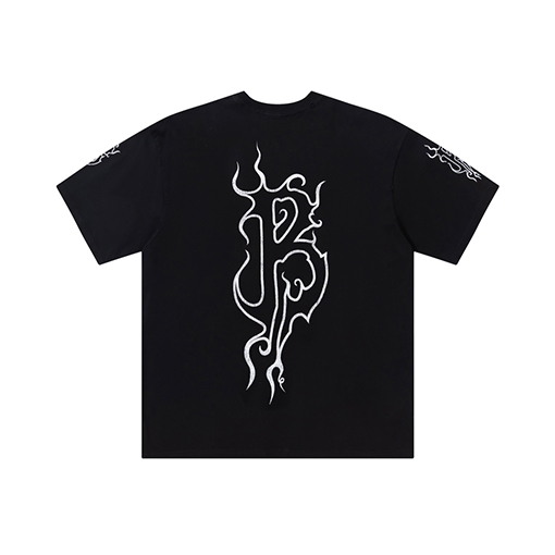 バレンシアガ 炎の文字プリント半袖Tシャツ