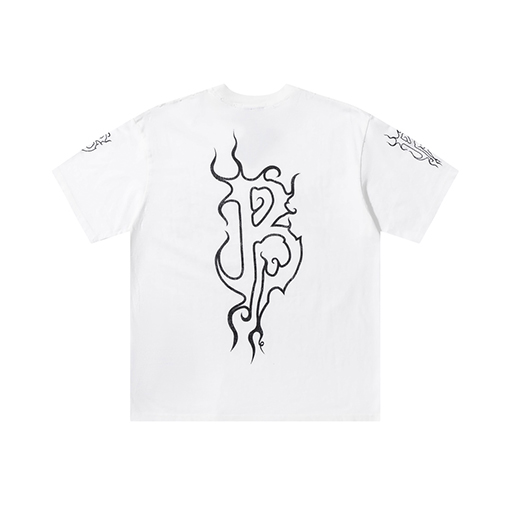バレンシアガ 炎の文字プリント半袖Tシャツ