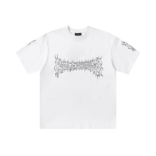 バレンシアガ 炎の文字プリント半袖Tシャツ