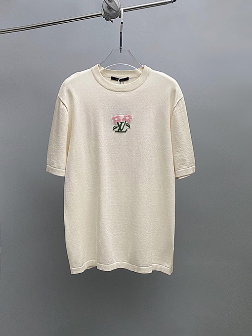 ルイヴィトンスーパーコピー 花柄ニット半袖Tシャツ