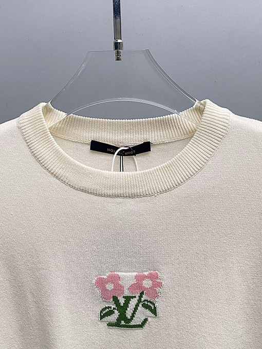 ルイヴィトンスーパーコピー 花柄ニット半袖Tシャツ