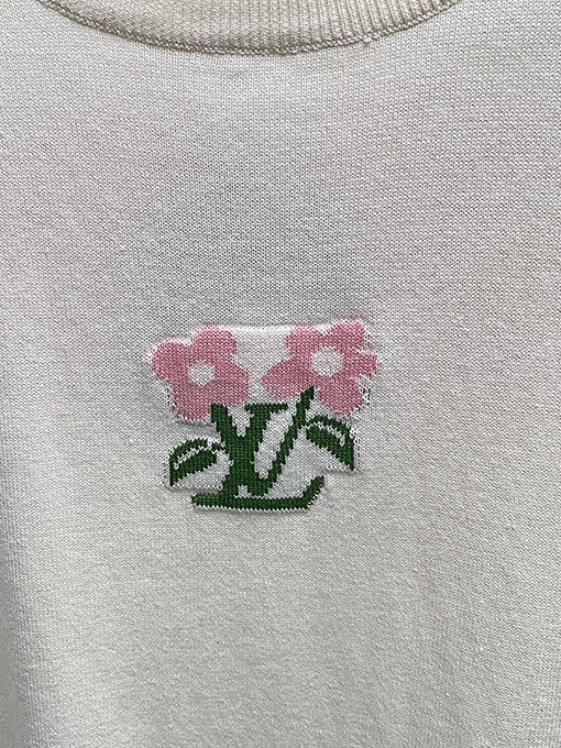 ルイヴィトンスーパーコピー 花柄ニット半袖Tシャツ