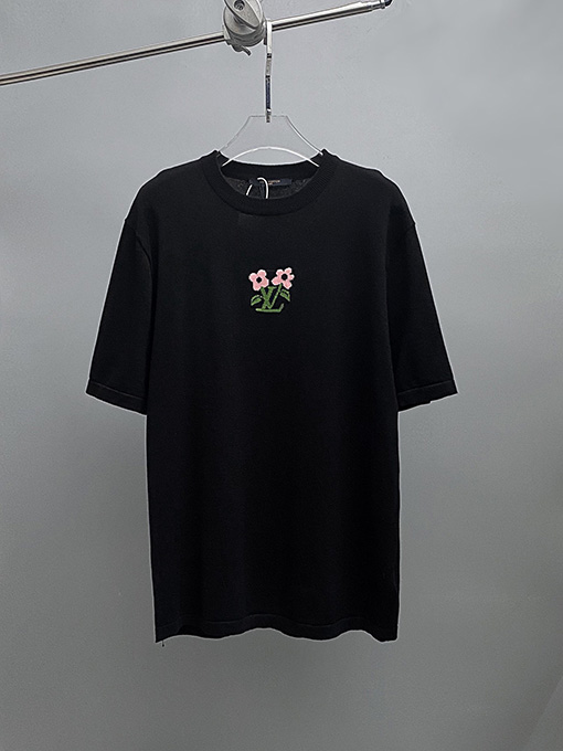 ルイヴィトンスーパーコピー 花柄ニット半袖Tシャツ