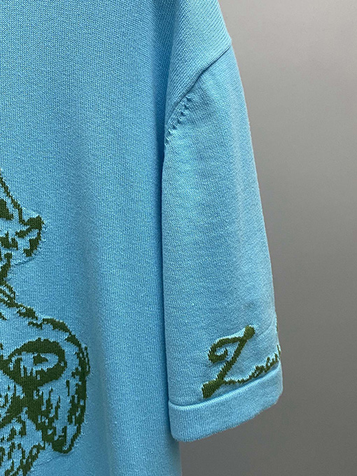 ルイヴィトン 犬の頭の柄のニット半袖Tシャツ
