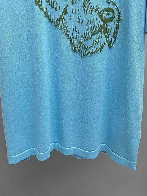 ルイヴィトン 犬の頭の柄のニット半袖Tシャツ