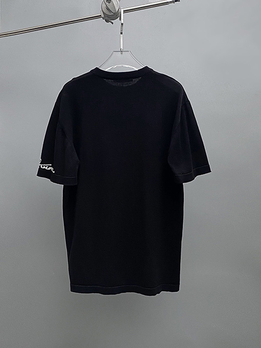 ルイヴィトン 犬の頭の柄のニット半袖Tシャツ