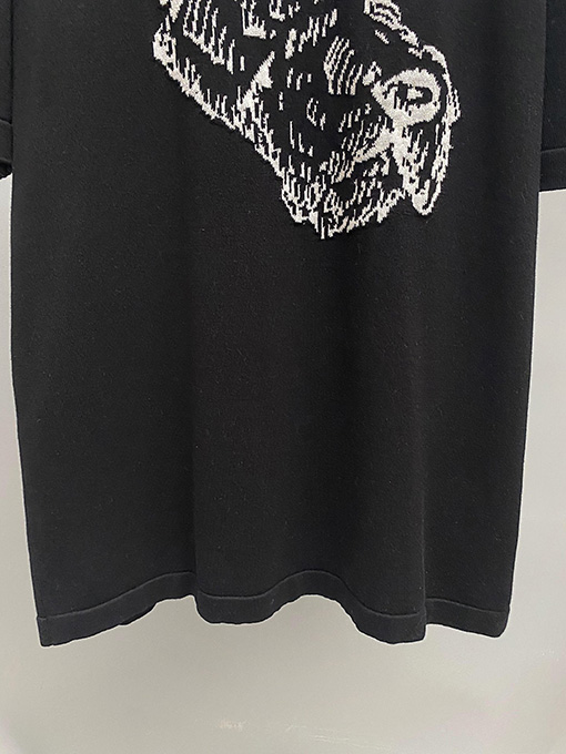 ルイヴィトン 犬の頭の柄のニット半袖Tシャツ
