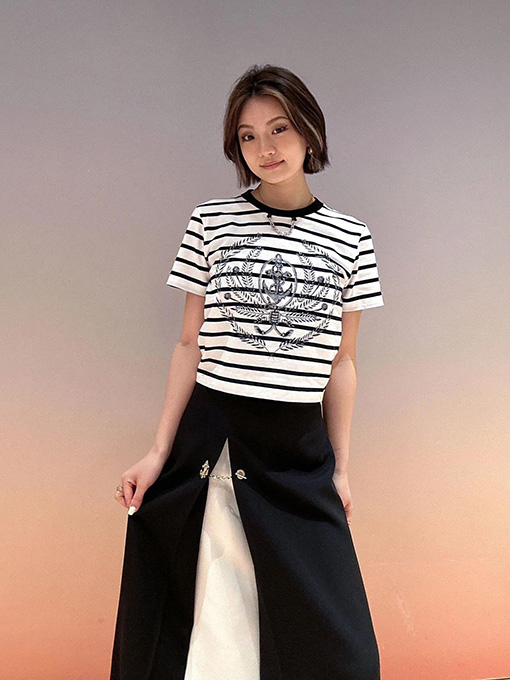 ルイヴィトンコピー ストライププリント半袖Tシャツ