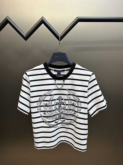 ルイヴィトンコピー ストライププリント半袖Tシャツ