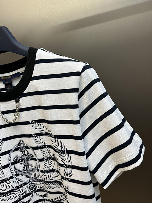 ルイヴィトンコピー ストライププリント半袖Tシャツ